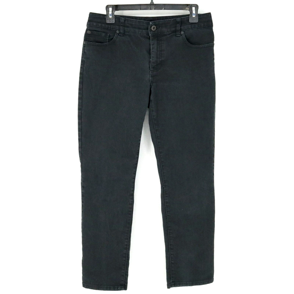 Chicos Jeans 0.5 Short Womens 6 Short Black Straight Leg Stretch Denim Platinum